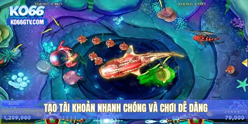 Tạo tài khoản nhanh chóng và chơi dễ dàng